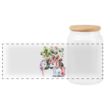 Fraise Licorne Enfants Filles Femmes Teen - Boîte à biscuits avec couvercle en bois - blanc - Devant
