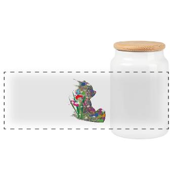 Teddybär, Sommer, Abstrakt, Schmetterling - Panorama Keksdose mit Holzdeckel - Weiß - Vorne
