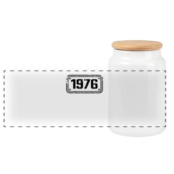 1976 Cadeau 1976 vintage 1976 limited edition 1976 - Panoramic Cookie Jar with Wooden Lid - white - Front