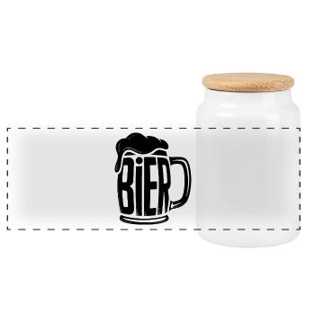 Bier - Funny Alcohol Logo - Panoramic Cookie Jar with Wooden Lid - white - Front