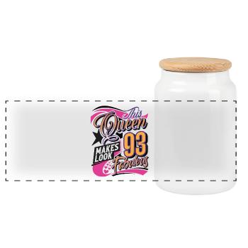 93rd Birthday Queen Women - Panoramic Cookie Jar with Wooden Lid - white - Front