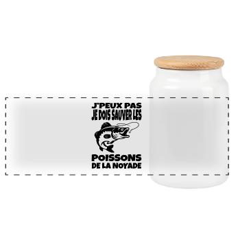 J’peux pas je dois sauver les poissons - Boîte à biscuits avec couvercle en bois - blanc - Devant