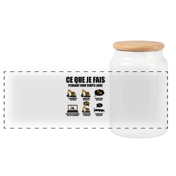 Ce que je fais pendant mon temps libre Pelleteuse - Boîte à biscuits avec couvercle en bois - blanc - Devant