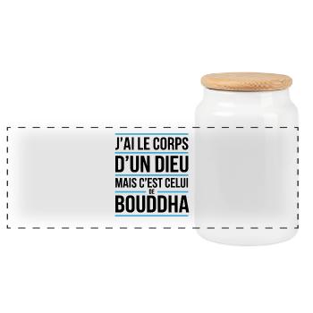 T-shirt humour Bouddha Corps d’un dieu - Boîte à biscuits avec couvercle en bois - blanc - Devant