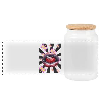 Été Fraise Amour Embrasser Bouche Rétro Années 60 - Boîte à biscuits avec couvercle en bois - blanc - Devant