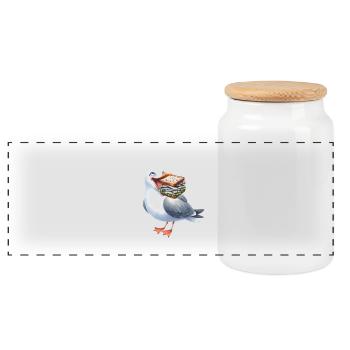 Mer du Nord Mer Baltique Mouette Mouettes Hareng maritime - Boîte à biscuits avec couvercle en bois - blanc - Devant