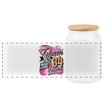 34e anniversaire Queen Women - Boîte à biscuits avec couvercle en bois - blanc - Devant