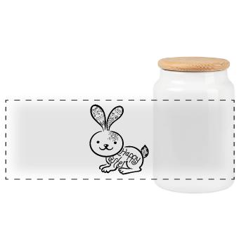 Osterbunny mit Mandala - Panorama Keksdose mit Holzdeckel - Weiß - Vorne