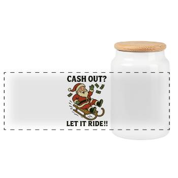 Cash out - Panoramic Cookie Jar with Wooden Lid - white - Front