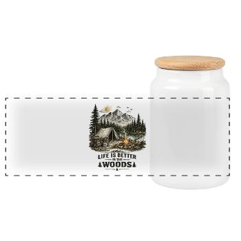 Life Is Better In The Woods | Camping 2.0 - Panorama Keksdose mit Holzdeckel - Weiß - Vorne
