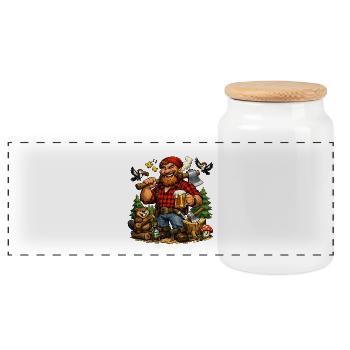 Bûcheron en pleine nature avec de la bière - Boîte à biscuits avec couvercle en bois - blanc - Devant