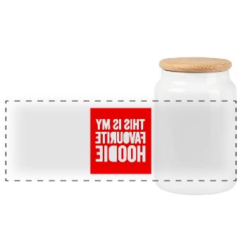 Mein Lieblings-Hoodie-Zitat - Panorama Keksdose mit Holzdeckel - Weiß - Vorne