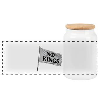 No Kings Flag Peace Symbol - Panoramic Cookie Jar with Wooden Lid - white - Front