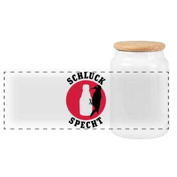 Schluckspecht | Bier | Specht | Vogel - Boîte à biscuits avec couvercle en bois - blanc - Devant