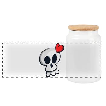 TETE DE MORT - Boîte à biscuits avec couvercle en bois - blanc - Devant