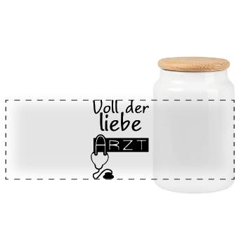 Lieber Arzt Geschenk - Panorama Keksdose mit Holzdeckel - Weiß - Vorne
