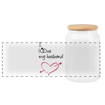J’aime mon mari Cadeau Mariage Amour Mariage - Boîte à biscuits avec couvercle en bois - blanc - Devant