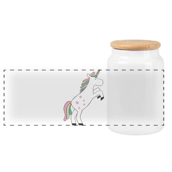 licorne - Boîte à biscuits avec couvercle en bois - blanc - Devant