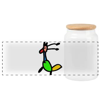 bird of paradise - Panoramic Cookie Jar with Wooden Lid - white - Front