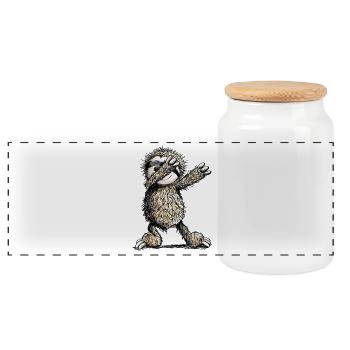 Dabbing Faultier - Dab Dance - Faultiere - Panorama Keksdose mit Holzdeckel - Weiß - Vorne