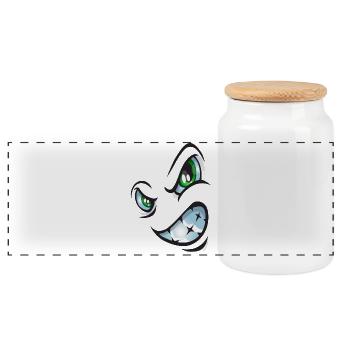 Angry cartoon face - Panorama Keksdose mit Holzdeckel - Weiß - Vorne
