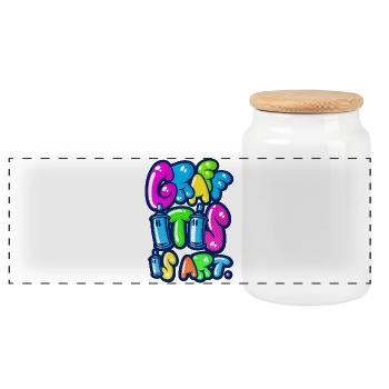 graffitis multicolors d'art - Boîte à biscuits avec couvercle en bois - blanc - Devant