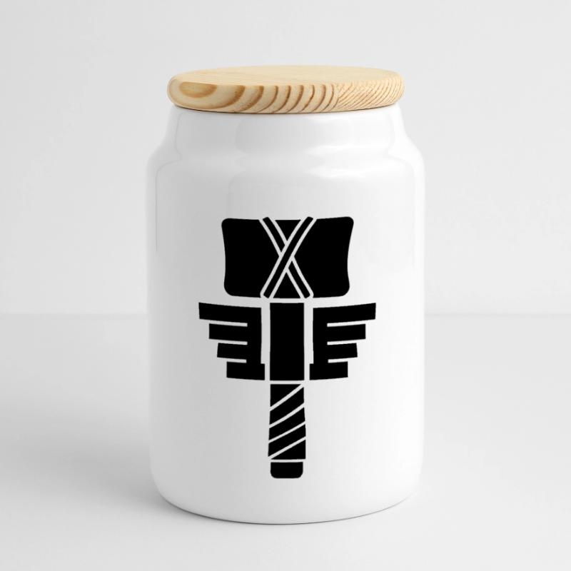 Thor Hammer – Wikinger Mjölnir Comic Superheld Panorama Keksdose mit Holzdeckel