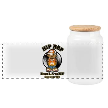 HIP HOP - Boîte à biscuits avec couvercle en bois - blanc - Devant