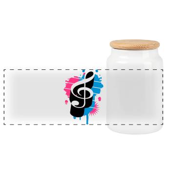 une clé de sol comme un graffiti - Boîte à biscuits avec couvercle en bois - blanc - Devant