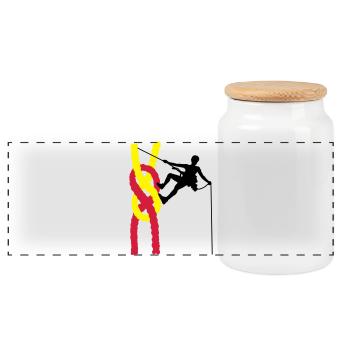 climbing - Panoramic Cookie Jar with Wooden Lid - white - Front