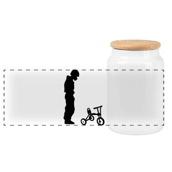 Biker - Panorama Keksdose mit Holzdeckel - Weiß - Vorne