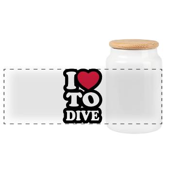 I love to dive - Ich liebe es zu tauchen - Panorama Keksdose mit Holzdeckel - Weiß - Vorne