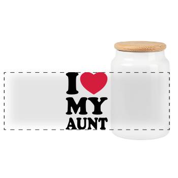 I love my aunt - Ich liebe meine Tante - Panorama Keksdose mit Holzdeckel - Weiß - Vorne