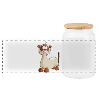 "Freddy Frettchen" - Comic - Cartoon - Panorama Keksdose mit Holzdeckel - Weiß - Vorne