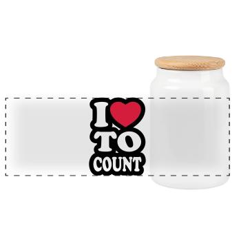I love to count - Ich liebe es zu zählen - Panorama Keksdose mit Holzdeckel - Weiß - Vorne