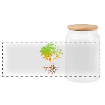 Baum Herbst Farben bunt Illustration Wald Natur - Panorama Keksdose mit Holzdeckel - Weiß - Vorne