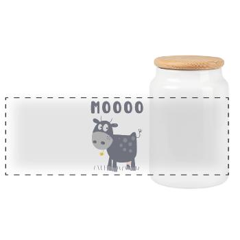 Mooo cow cartoon cattle farm animal cartoon - Panoramic Cookie Jar with Wooden Lid - white - Front