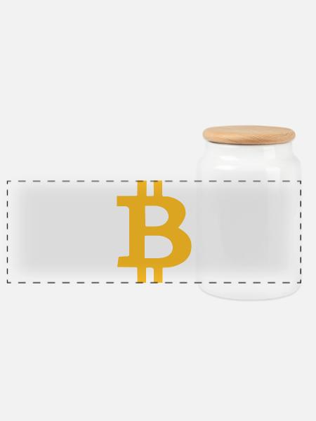 bitcoin - Panoramic Cookie Jar with Wooden Lid - white