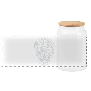 Bicycle Skull light grey - Panorama Keksdose mit Holzdeckel - Weiß - Vorne