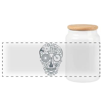 Bicycle Skull grey - Panorama Keksdose mit Holzdeckel - Weiß - Vorne