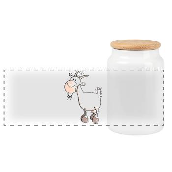 Charming Goat - Goats - Panoramic Cookie Jar with Wooden Lid - white - Front