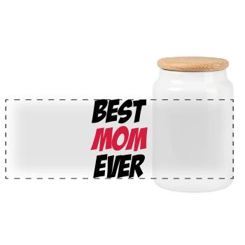 Best Mom Ever - Panorama Keksdose mit Holzdeckel - Weiß - Vorne