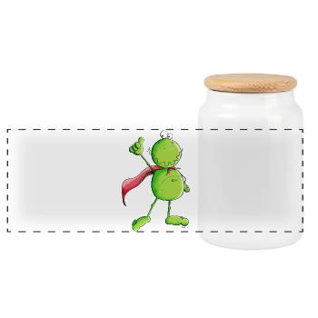Super Frosch - Panorama Keksdose mit Holzdeckel - Weiß - Vorne