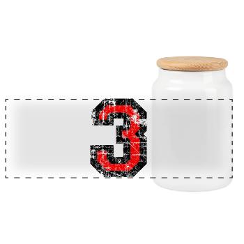 Zahl 3 (Vintage Rot) 3. Geburtstag Nr. 3 - Panorama Keksdose mit Holzdeckel - Weiß - Vorne