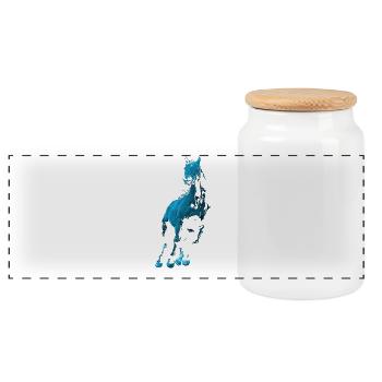 Horse - Panoramic Cookie Jar with Wooden Lid - white - Front
