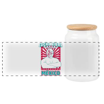 Wrestling Mexico 3 - Panoramic Cookie Jar with Wooden Lid - white - Front