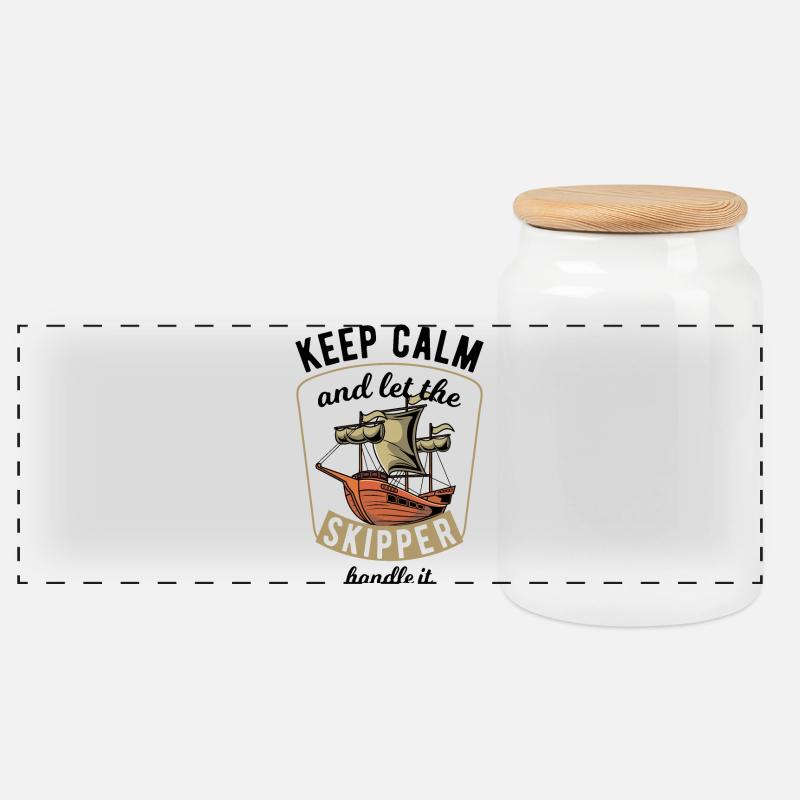Keep Calm Sailing - Panorama Keksdose mit Holzdeckel - Weiß