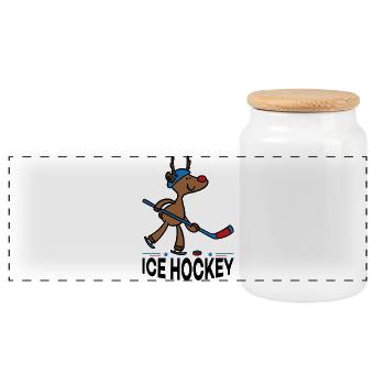 Cadeaux drôles pour les enfants et les joueurs de hockey sur glace - Boîte à biscuits avec couvercle en bois - blanc - Devant