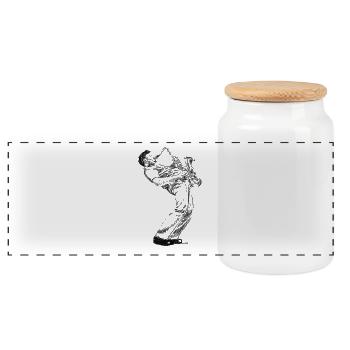 Saksofonist - Boîte à biscuits avec couvercle en bois - blanc - Devant