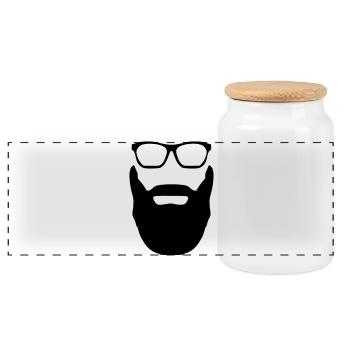 Beard And Glasses - Panoramic Cookie Jar with Wooden Lid - white - Front